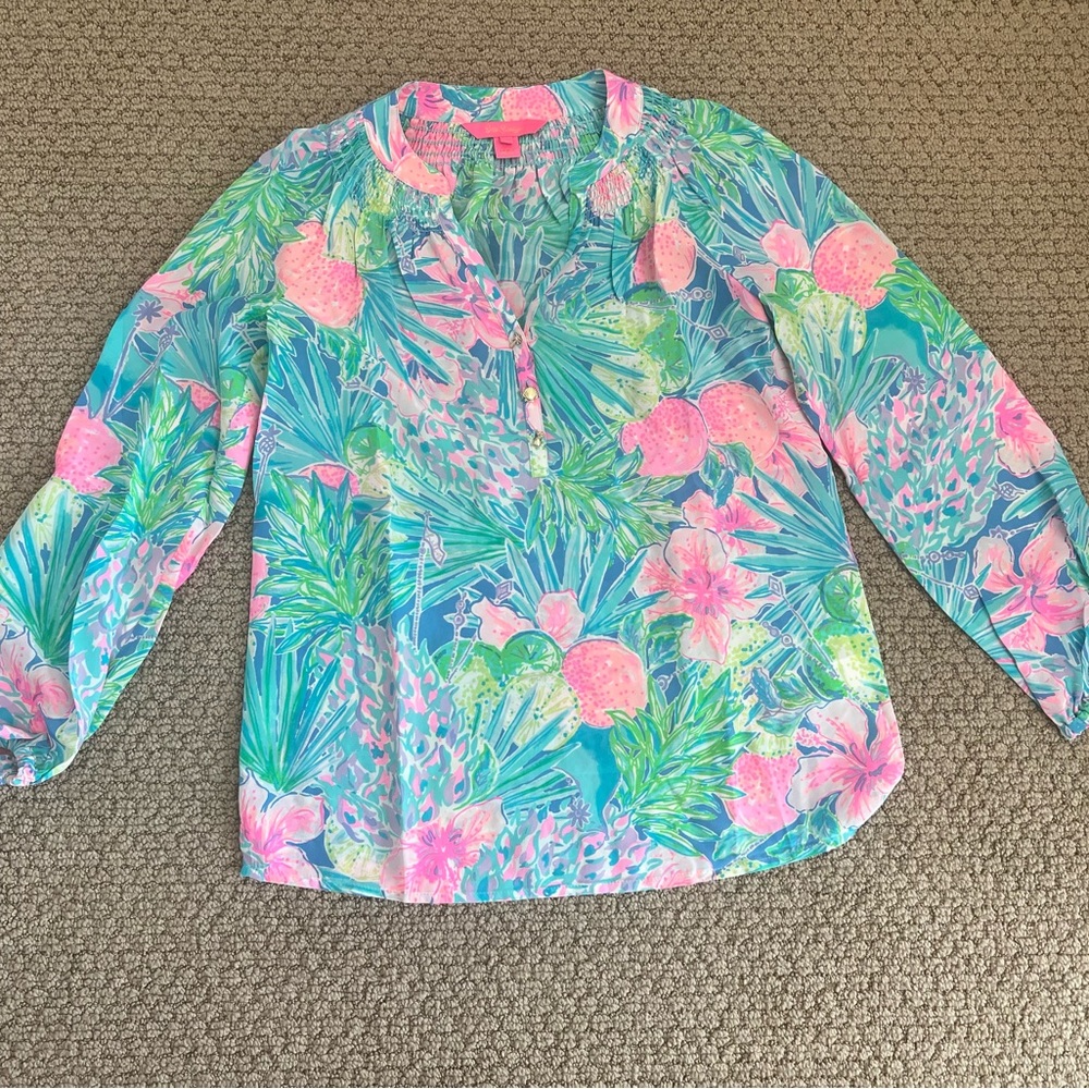 Lilly Pulitzer 100% Silk Blouse Size XXS - Picture 3 of 6